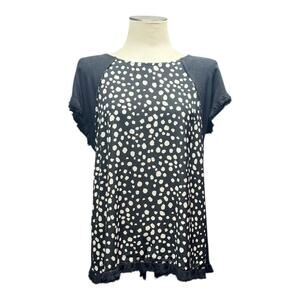 Umgee Short Sleeve Top Black Cream Small